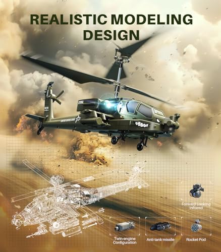 SYMA RC Helicopters, S51H Remote Control Helicopter 2.4GHz Military Army Toys for Boys Girls Kids with Altitude Hold, One Key Take Off/Landing, LED Light, Low Battery Reminder - Image 3