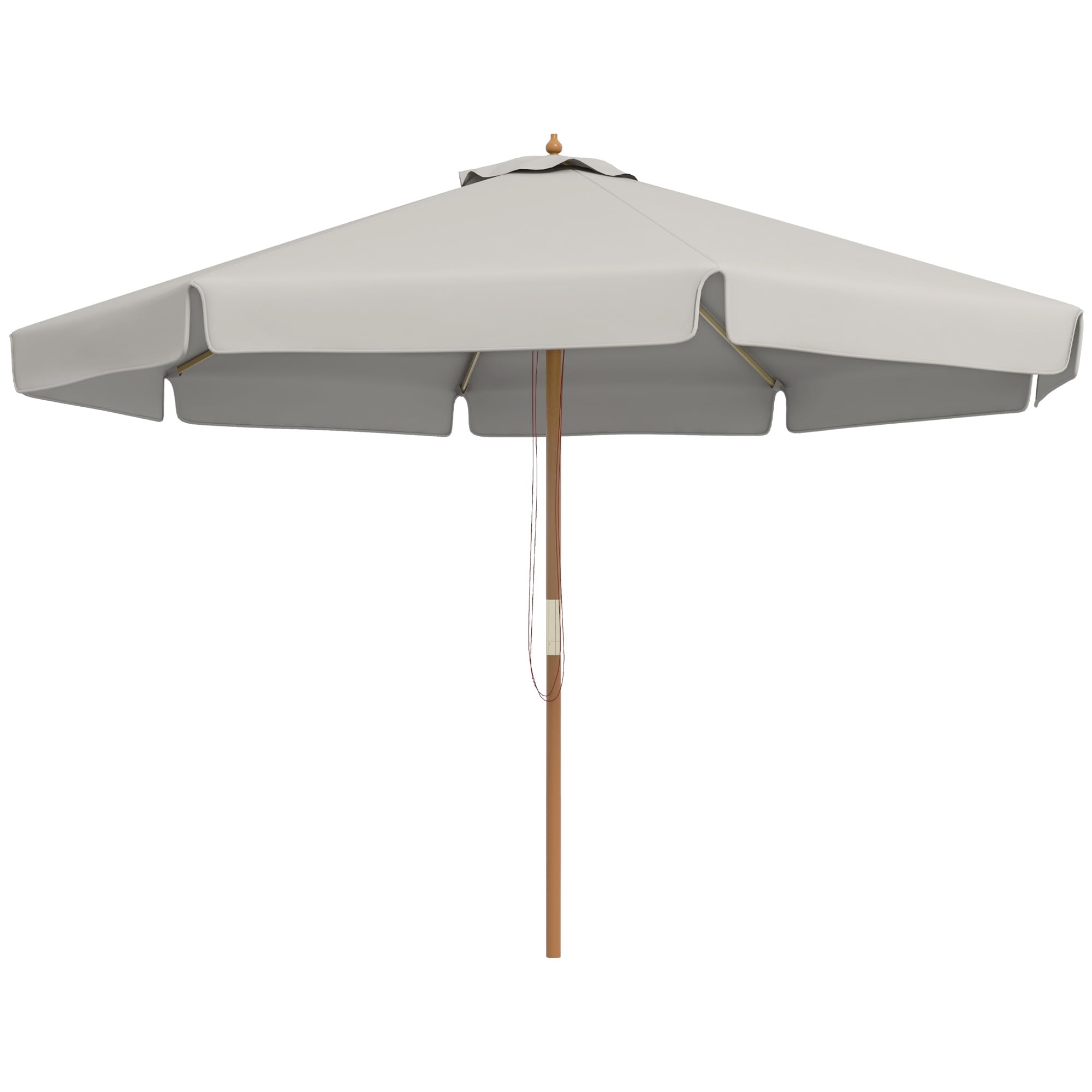 Outsunny - Sombrilla recta redonda de gran tamaño para jardín, diámetro de 3 m, madera de bambú