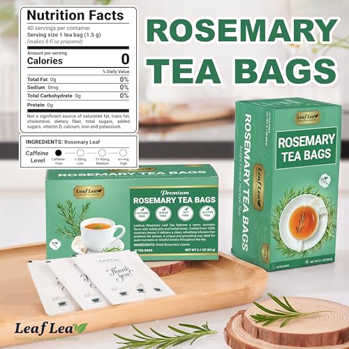Image of LeafLea Rosemary Tea Bags, Single-Ingredient Rosemary Leaf Tea, 80 Count