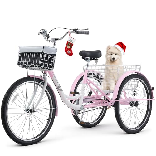 VIRIBUS Adult Tricycle 26" Pink, 3-Wheel, 400 lb. Capacity
