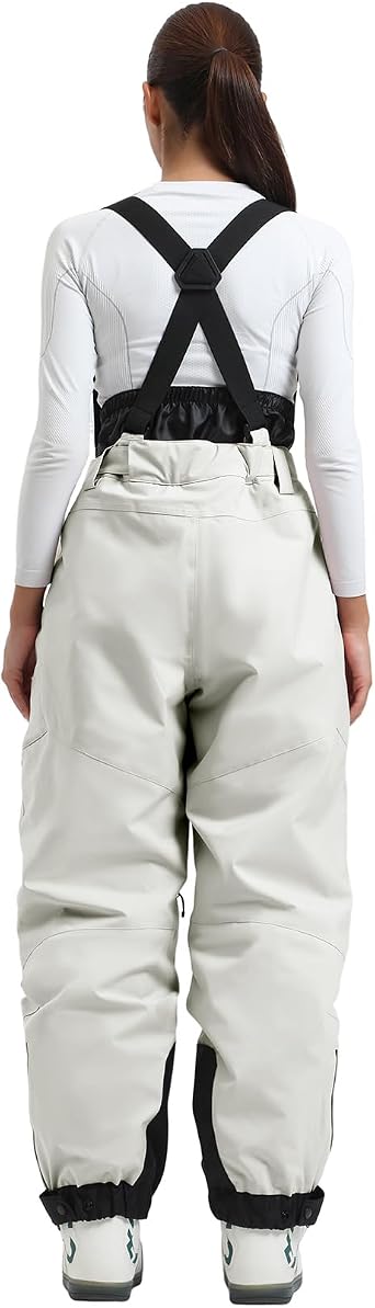 GSOU SNOW Womens Snowboard Pants Baggy Snow Bibs for Skiing Waterproof | Insulated, 15K Waterproof, 10K Breathable, Leg Vents, Detachable Overalls, Zippered Pockets, Boot Gaiters, Powder Skirt