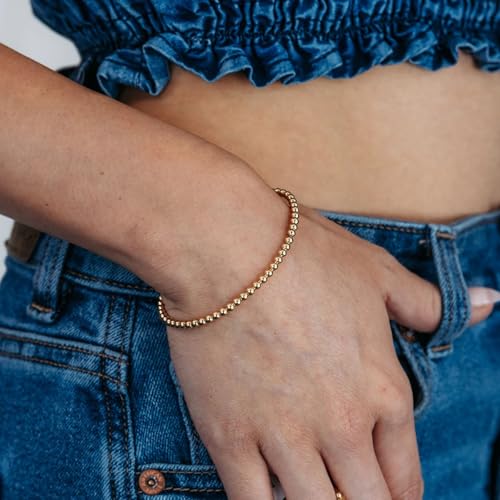 iF YOU Gold Bracelets for Women, 14K Gold Plated Stackable Bead Ball Cuban Link Paperclip Bracelets Bracelet Set, Layered Adjustable Bracelets for Women Waterproof Jewelry for Gift 5pc4