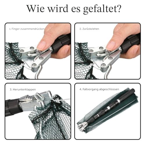 Kescher zum Angeln, Xndryan 170 cm Teleskop-Angelkescherstange für Vogelfischfangentriegelung, tragbares Fischernetz, Karpfenkescher, Forelle, Fischernetz, Kescher mit Griff für Teich