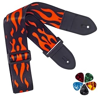 AMG Music Guitar Strap Belt for Acoustic Guitar & Electric guitar Adjustable Buckle Modern Design Guitar Belt with Guitar Picks for Acoustic/Bass/Electric Guitar Strap