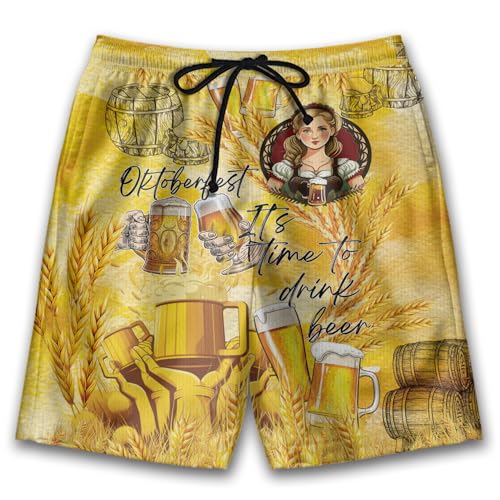 V-DECORPARKS Tropical Beer Mens Swim Trunks - Oktoberfest Swimming Trunks for Men, Drawstring American Flag Shorts Men