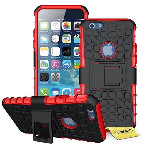 Preisvergleich Produktbild iPhone 6 Handy Tasche, FoneExpert® Hülle Abdeckung Cover schutzhülle Tough Strong Rugged Shock Proof Heavy Duty Case für Apple iPhone 6 (4.7inch) + Displayschutzfolie (Rot)