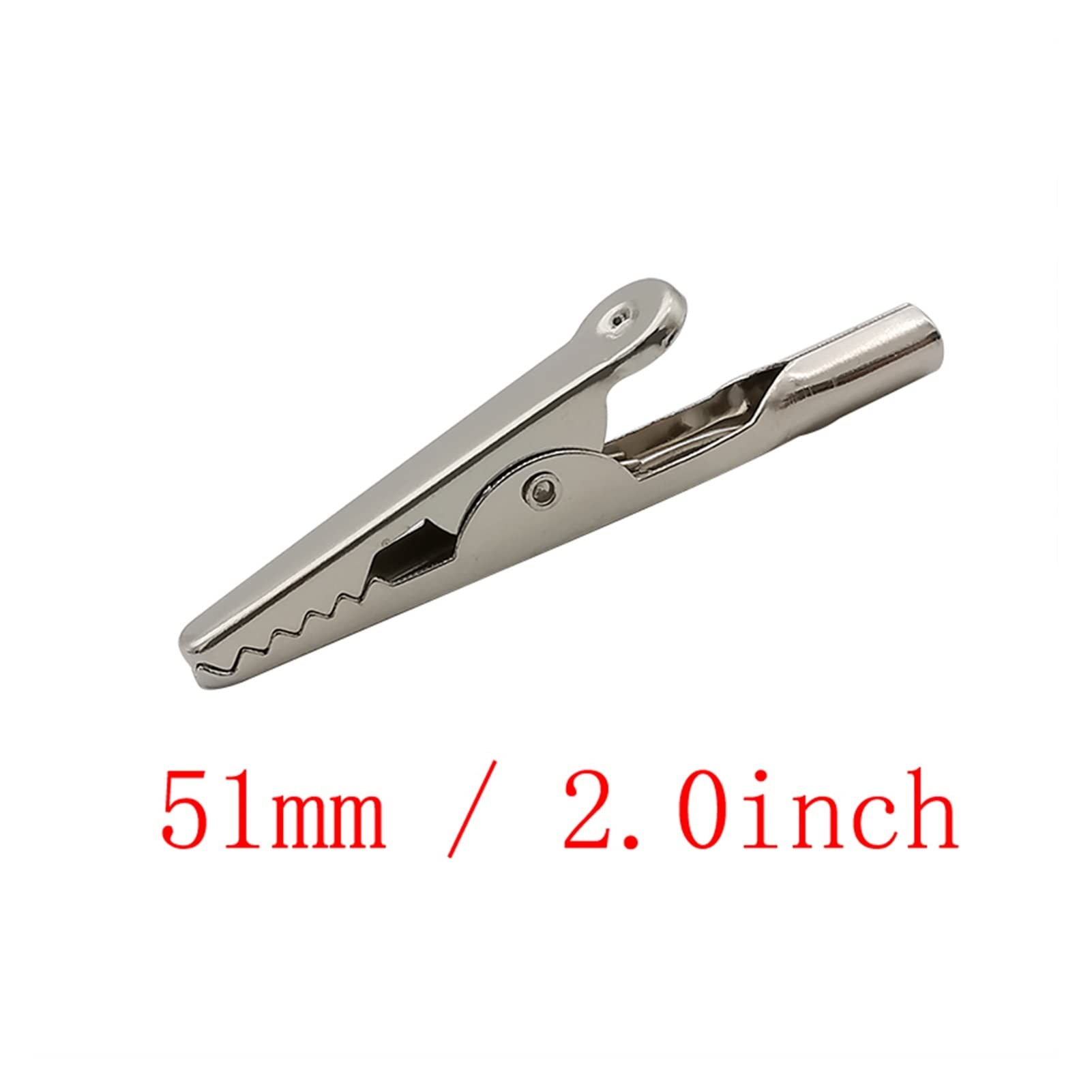 100 Uds Pinzas de cocodrilo de Metal Pinza de cocodrilo Cable de Prueba Longitud 51mm Abrazaderas de cocodrilo Plateadas amablemente