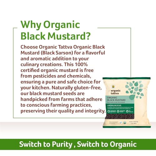 Image of Organic Tattva Black Mustard Seeds 100g | Quality Rai | Naturally Processed Farm-Fresh Whole Seeds | Aromatic Spice for Tempering & Indian Cooking