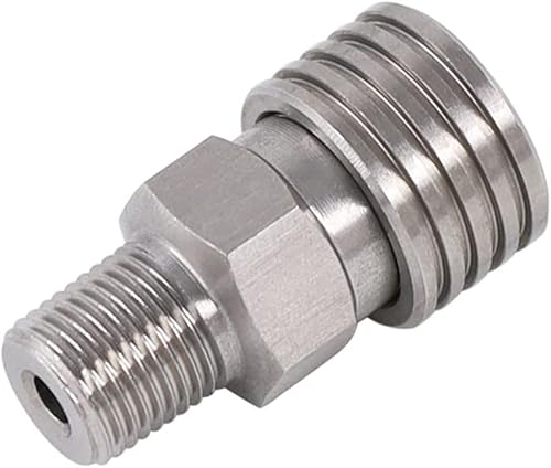 Miniatura 7 de Adaptador de conector de desconexión rápida hembra de 18 NPT a rosca macho de 0.315 in, acero inoxidable, accesorios de carga PCP Paintball con