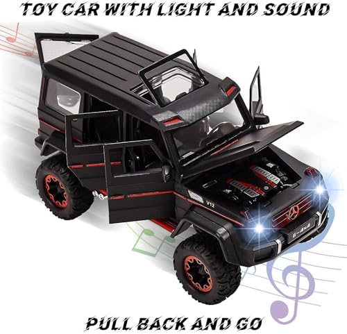 Image of 1:24 Scale Big Size Mercedes Benz AMG G500 Toy Car | Metal Pullback Diecast Car for Kids with Openable Doors, Sound, Light Effects, White