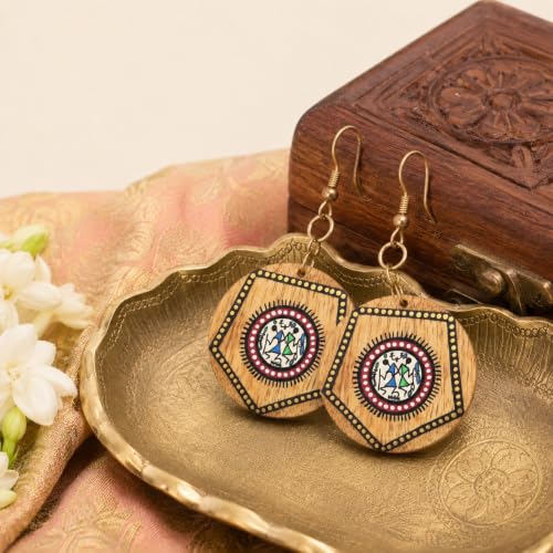 Image of Handcrafted Artistic & Tribal Earrings Collection for Women - Bohemian, Floral, Wooden & Ethnic Statement and Stud Designs