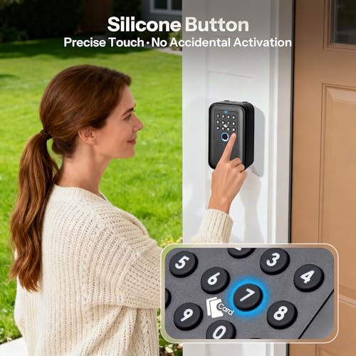 Moquin Smart Bluetooth Key Lock Box Outdoor IP65 Waterproof Fingerprint Lock Box Works with Tuya App, Key Safe with Silicone Keypad, Large Storage for Home, Airbnb & Realtors by Moquin - Image 2