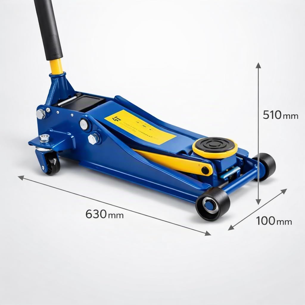 Cric Idraulico a Carrello 4T per Auto, Sollevatore Idraulico Professionale, Jack Auto Basso Profilo con Ruote, Braccio di Sollevamento Stabile, Ideale per Officina e Uso Domestico