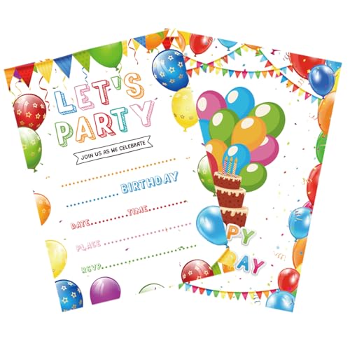 qinghemengxia Birthday Invitations with Envelopes 20PCS Birthday Party Invitations for Boys and Girls Birthday Party Supplies