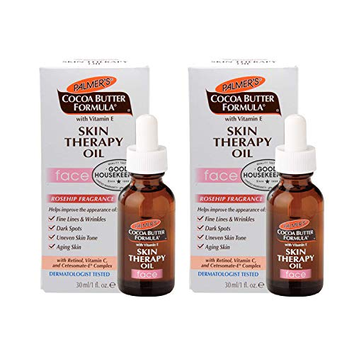 Cocoa Butter Formula Moisturizing Skin Therapy Oil for Face with Vitamin E, Rosehip Fragrance,1 Fl Oz (Pack of 2)