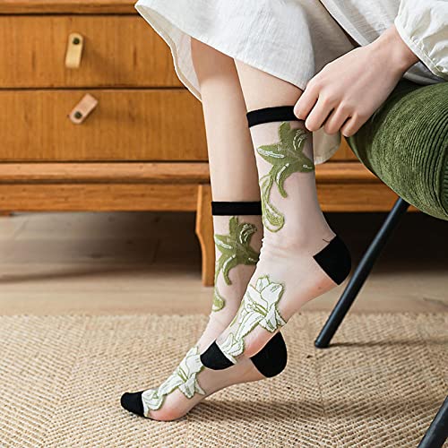 Tachiuwa de femininas, elásticas femininas florais stretch nylon respirável cristal para vestidos fe