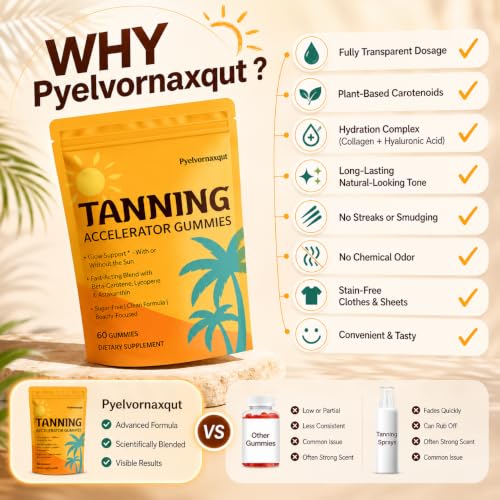Pyelvornaxqut Tanning Gummies with Astaxanthin