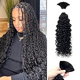 Liqusee Human Braiding Hair 100g One Bundle/Pack 20 Inch Natural Black Water Wave Curly Bulk Human Hair for Braiding No Weft 100% Unprocessed Brazilian Human Hair Braiding Hair for Boho Braids