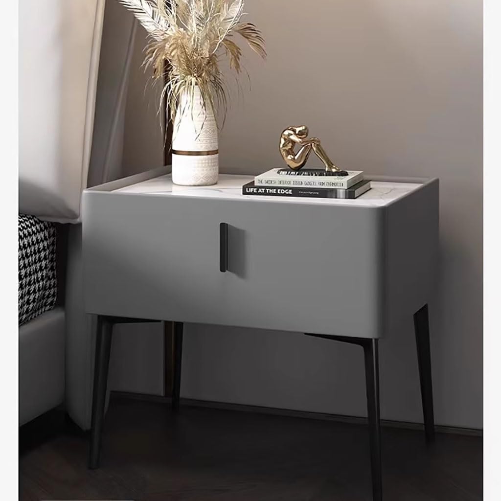 Table de chevet gris foncé 40 cm au design minimaliste pour chambre moderne