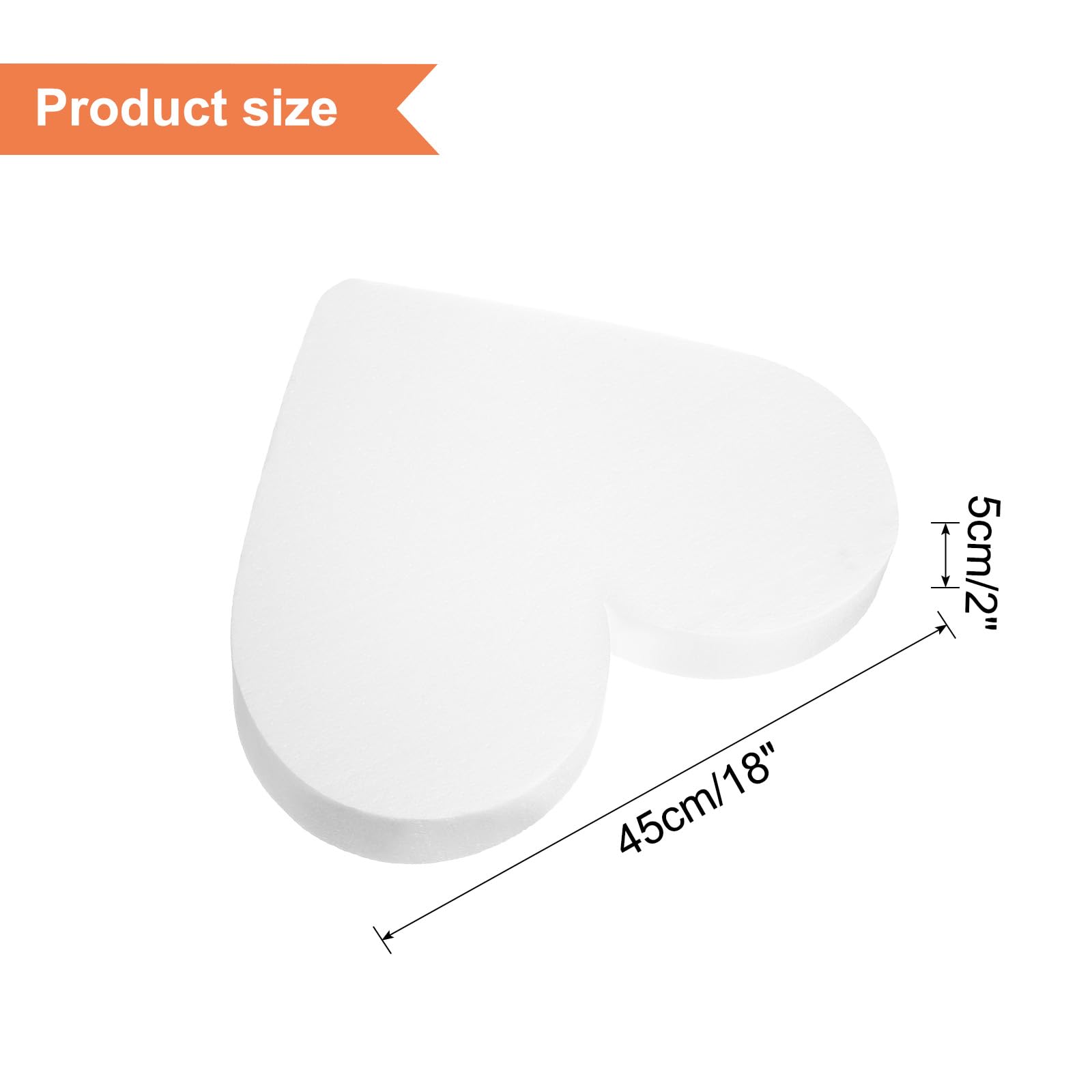 QUARKZMAN Cœur en Mousse pour Gâteau Factice, 18"x 2" Modèle De Gâteau Faux Accessoire Photo pour Fournitures De Mariage Décoration De Gâteau d'anniversaire, Blanc