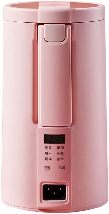 Electric Soymilk Machine Mini Heatable Soya-Bean Milk Juicer Blender Rice Paste Maker Filter- with Steamer(Pink)