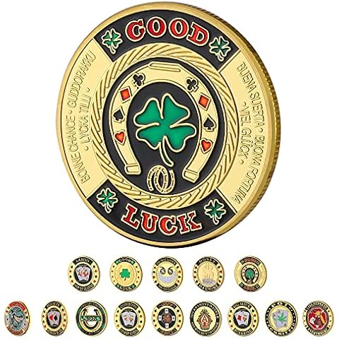 LuluCircle Poker Guard, Weights for Poker, Poker Gifts for Men, Poker Card Protector, Poker Accessories, Poker Chips with Plastic Case (Double Luck) Cover