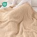 Battilo Beige Chenille Throw Blanket for Couch, Soft Diamond Textured Knit Tan Blanket, Cozy Lightweight Decorative Blankets for Sofa, 50