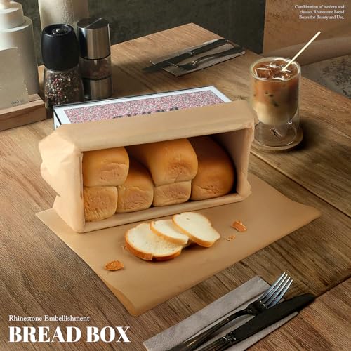 Panera de vidrio triturado para almacenamiento de pan en encimera y decoración de hogar 3