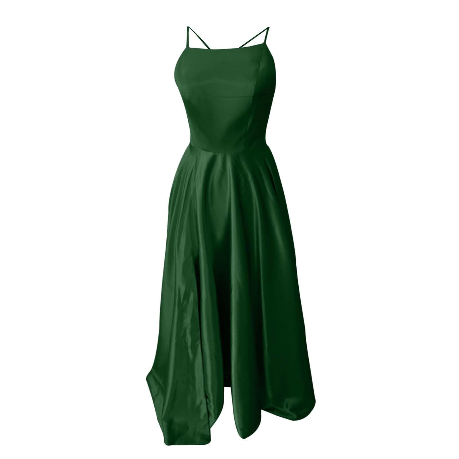 Brautjungfernkleider Lang Damen- Abendkleid Lang Mit Schlitz Frauen- Rückenfreies Kleid Spaghettiträger Kleid Sexy Rückenausschnitt Hochzeitsgast Kleid Brautkleid Elegant für Hochzeit