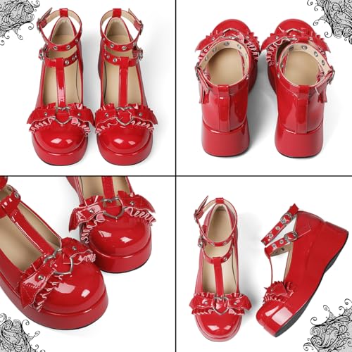 Image of CELNEPHO Women Mary Jane Platform Pumps Ankle Strap Gothic Dress Shoes