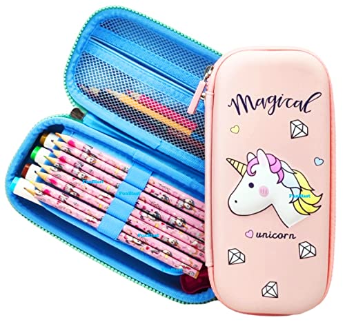 Image of FunBlast Pencil Pouch For Kids-Multi-Purpose Zipper Pencil Case,Pen & Pencil Pouch Bag,Stationary Organizer For Kids,3D Hardtop Multicolor Eva Canvas Pencil Case (Magical Unicorn)