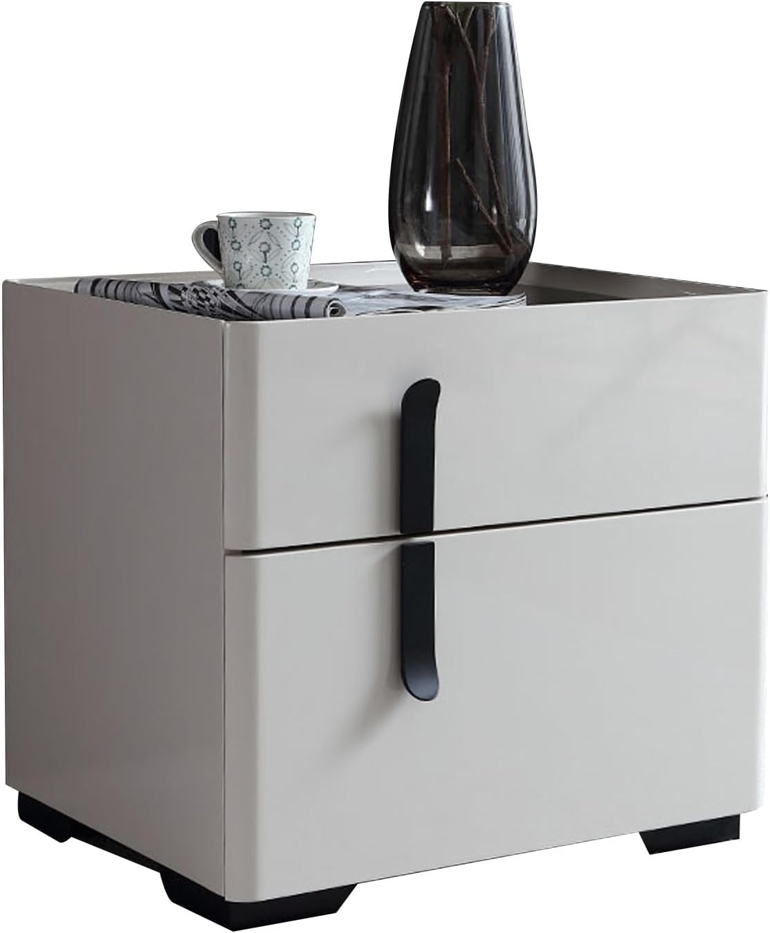 モダンなナイトスタンドのサイドテーブル2つの木製の引き出し