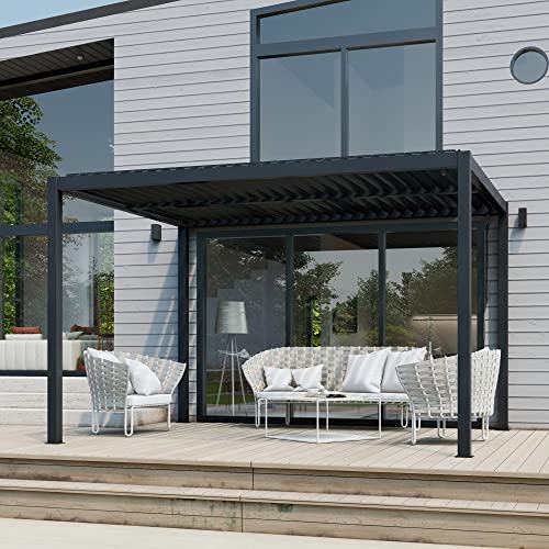 Sumshadow 10' ×10' Outdoor Louvered Pergola, Aluminum Outdoor Louvered Pergola Patio With Adjustable Roof For Outdoor Deck (10X10, Black) #TOP3