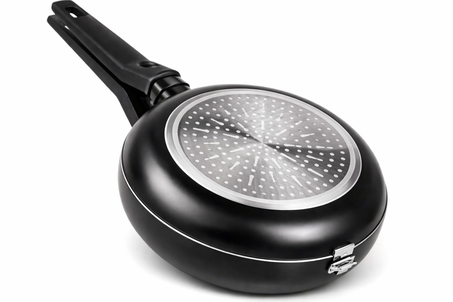 LS Kitchen - Doble Sartén Voltea Tortillas Volteo Fácil y Seguro - Sarten para Tortilla Patatas Jugosa - Sarten Doble para Tortillas - Vitro e Inducción - Diámetro 24 cm - Negra