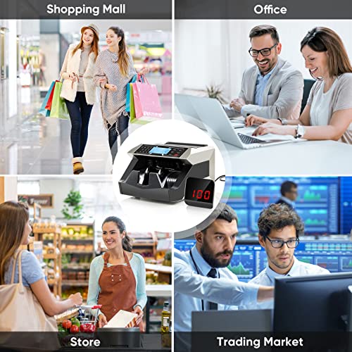 Fvvl Money Counter Machine - Bill Counter Portable - 1,200 Bills Per Min, Advanced Counterfeit Detection, Set Up In Minutes, Add And Batch Modes, Cash Counting Machine With Large Lcd Display #TOP6