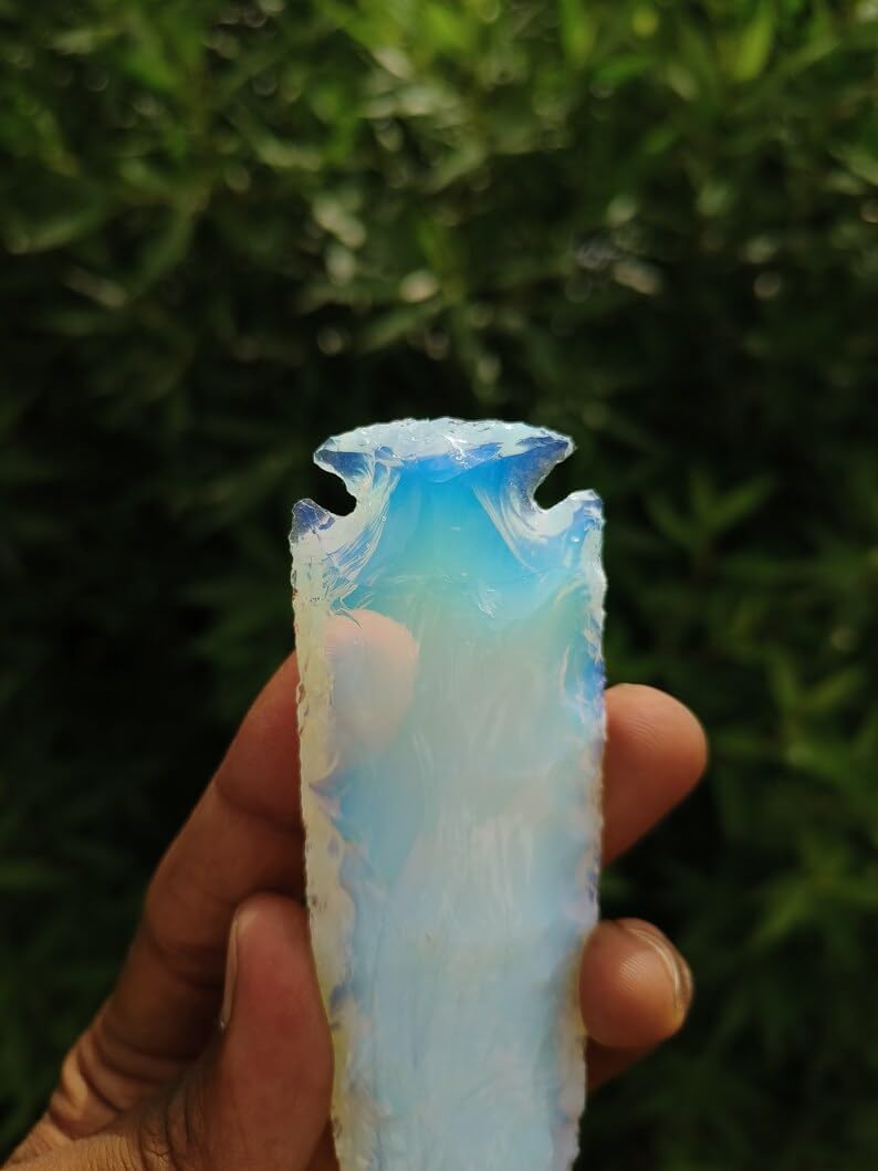 Opalite Arrowhead Hand Crafted Blue Opalite Arrowhead for Metaphysical Healing Crystal for Tarots Gift Symbol of Mystery Arrows 5.5-6" Inches