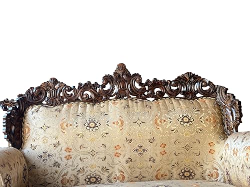 Image of Wooden 7 Seater Sofa Set | Solid Wood Hand-Carved Sofa 3+2+1+1 Traditional Carving Design Furniture for Living Room, Home, Office
