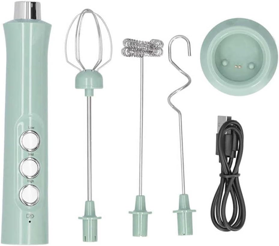Milk Frother Electric Mixer Three-Speed Charging 1200mAh Battery Handheld with 3 Mixing Coffee
