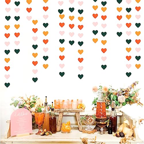 Image of Pink Green Orange Party-Decorations Heart-Garland - 52ft Little Cutie Baby Shower Hanging Decoration Streamers Banner,Wedding Bridal Shower Birthday Spring Summer Fall Autumn Decor Panduola