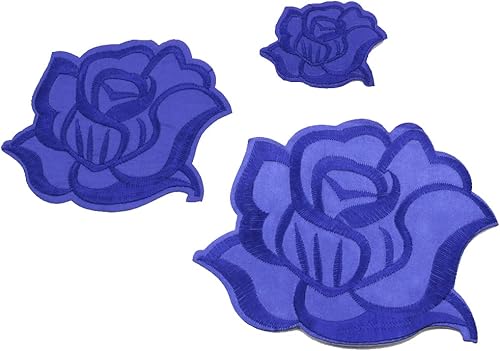 U-Sky Parches bordados para coser o planchar  Exquisito diseño floral de rosa azul  Elegante estilo botánico  Entusiastas de la moda de bricolaje
