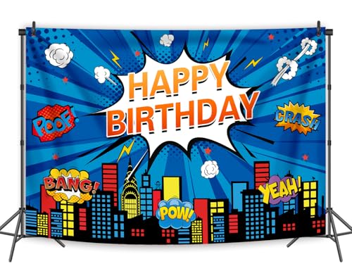 Fondo Fotográfico Superhéroe 7x5 FT Azul Para Fiesta miniatura 6