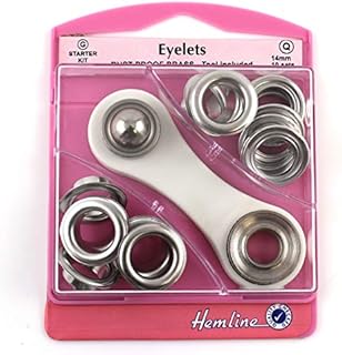 Hemline H438P.14.N | Nickel/Silver Eyelet Starter Kit 10 Sets 14mm