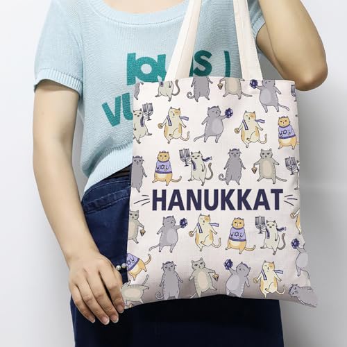 Sac cabas Hanoukka chat en coton grand format pour courses - 2
