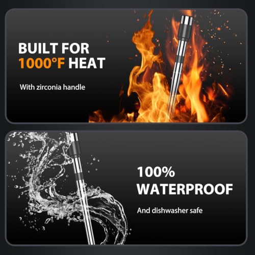 Image of Wireless Meat Thermometer Digital, 4 Probes Bluetooth Thermometer | Smart App & Standalone Display Base, NIST ±0.5F, Instant Read LCD, BBQ Smoker Grill Oven, Brisket Steak Turkey Pork