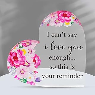 VELENTI Mother's Day GIfts - I Love You Mum Gift Acrylic Love Sign Table Centerpiece for for Her Him Wedding Valentine's Day Birthday Decoration