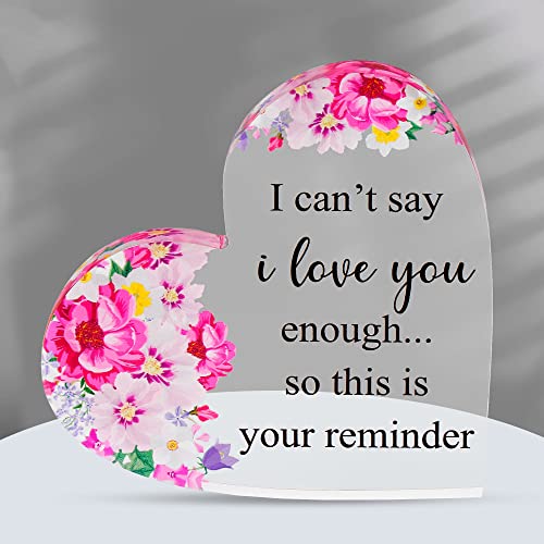 VELENTI Liebesgeschenk für Sie, Ihn I Love You Mum Geschenk Acryl Liebesschild Tischdekoration für Muttertag Hochzeit Valentinstag Geburtstag Dekoration Cover