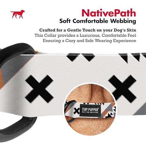 Image of Tuff Pupper Premium Adjustable Dog Collar for Medium Boy & Girl Dogs, Stylish Pattern Collars Designed in USA, Quick Release Buckle, NativePath Print, Medium (1 Inch Wide x 13-18 Inch Neck)