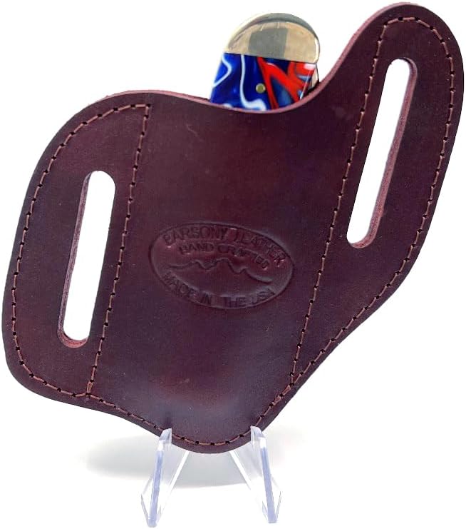 Barsony Burgundy Leather Folding Knife Pancake Sheath