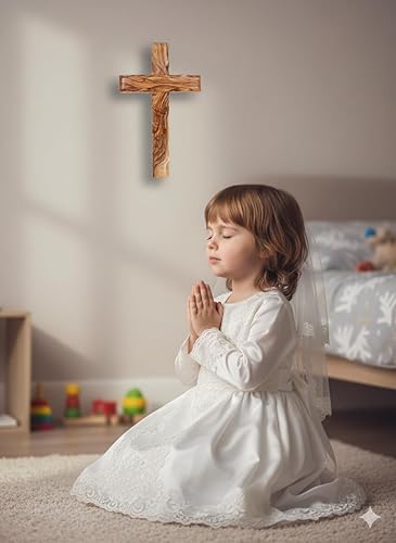 Vista 6 de Cruz de pared, cruces desde Belén, 6 pulgadas - 6.3 in, tierra santa. Crucifijo de madera de olivo. Decoración colgante para el hogar. Regalo
