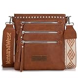Montana West Crossbody Bags for Women Multi Pocket Cross Body Bag Purses with Guitar Strap Brown MWC-184DBR